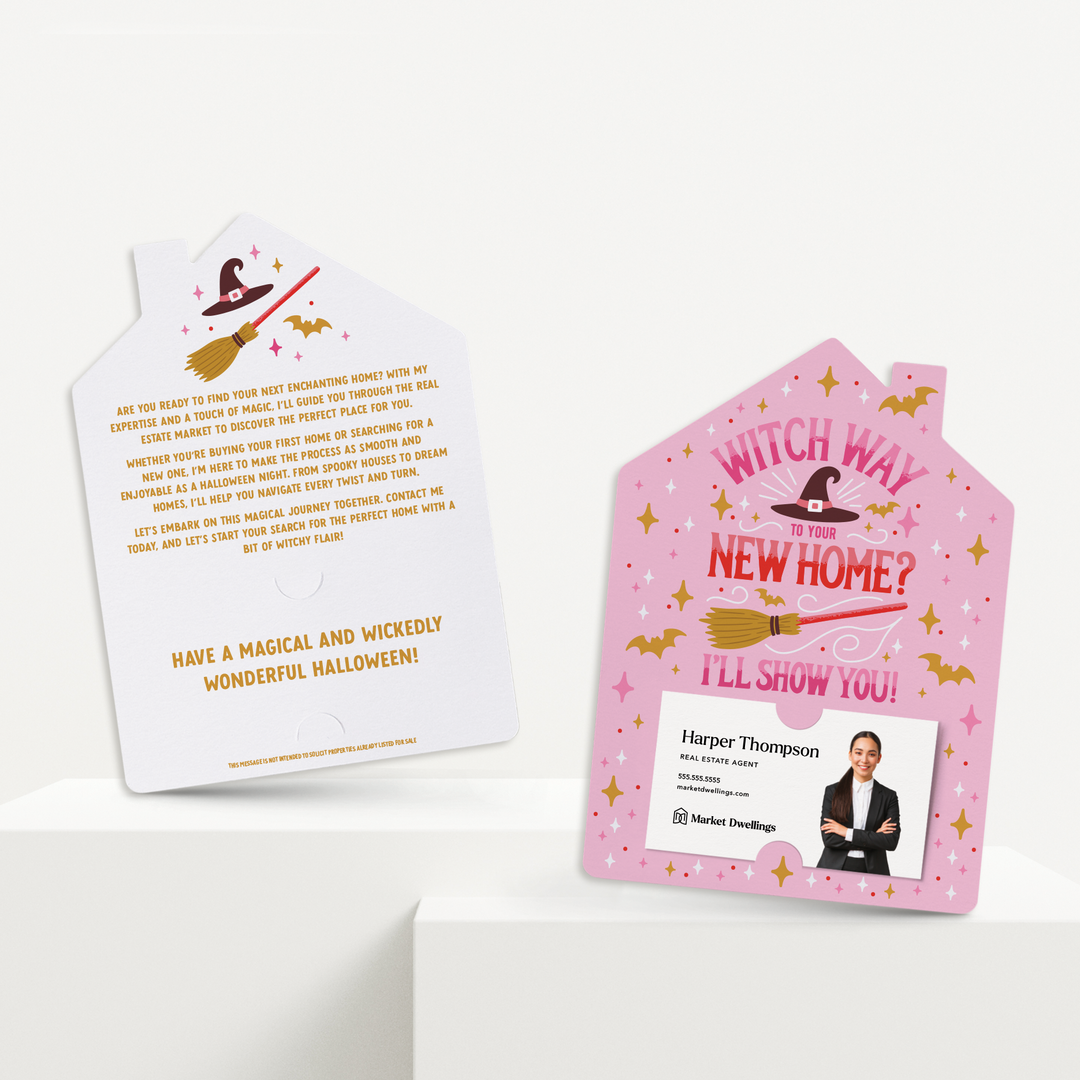 Set of Witch Way To Your New Home? I’ll Show You! | Halloween Mailers | Envelopes Included | M283-M001 Mailer Market Dwellings