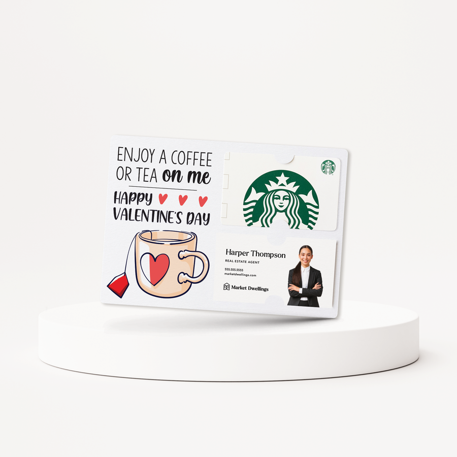 Set of Enjoy a Cup of Coffee or Tea on Me Gift Card & Business Card Holder Mailers | Valentine's Day | Envelopes Included | V1-M008 Mailer Market Dwellings   