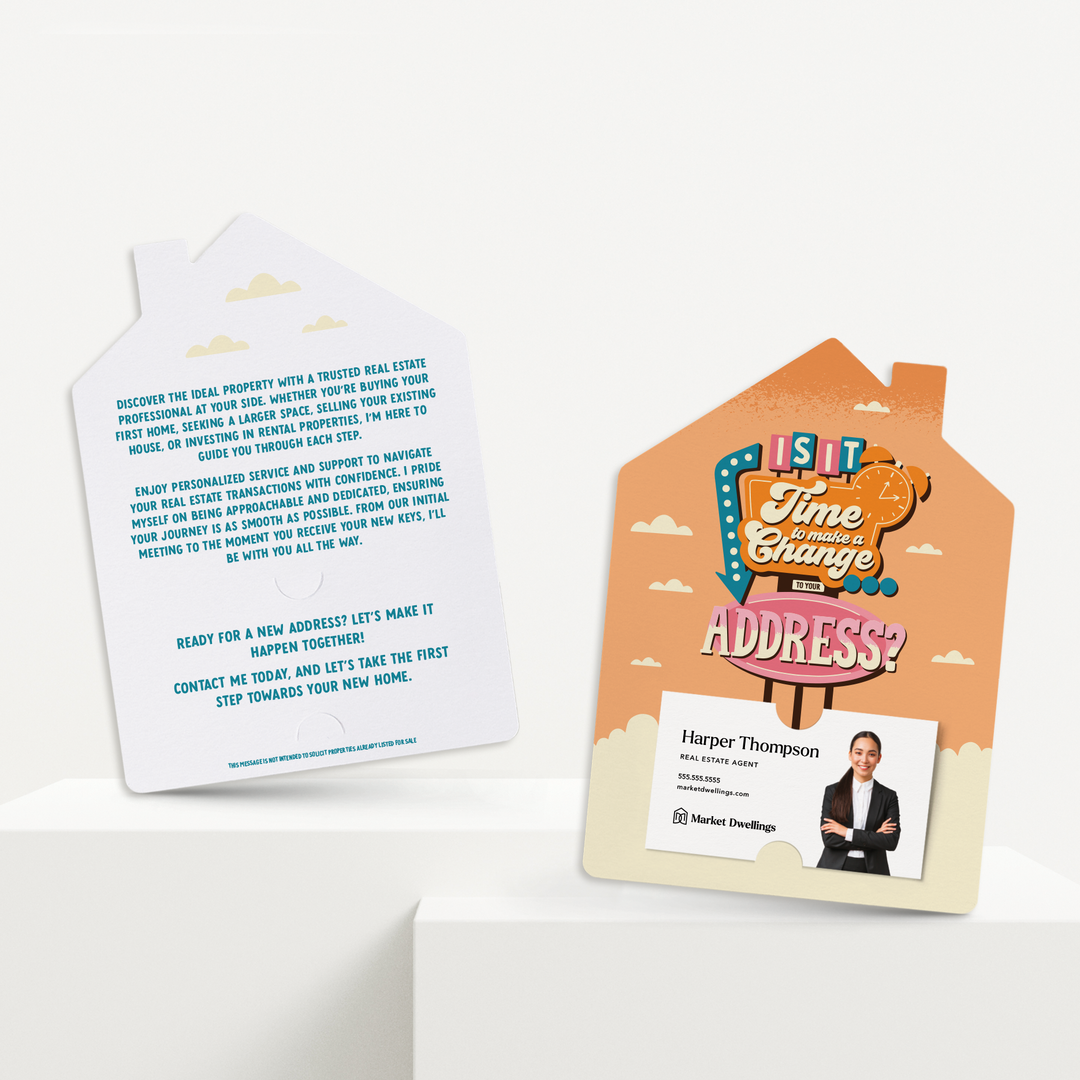 Set of Is It Time To Make A Change... To Your Address? | Mailers | Envelopes Included | M290-M001 Mailer Market Dwellings