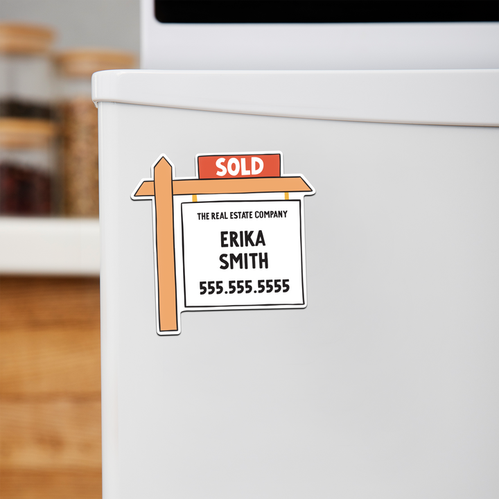 Customizable | Sold Sign Refrigerator Magnets | DSM-17-AB Magnet Market Dwellings WHITE