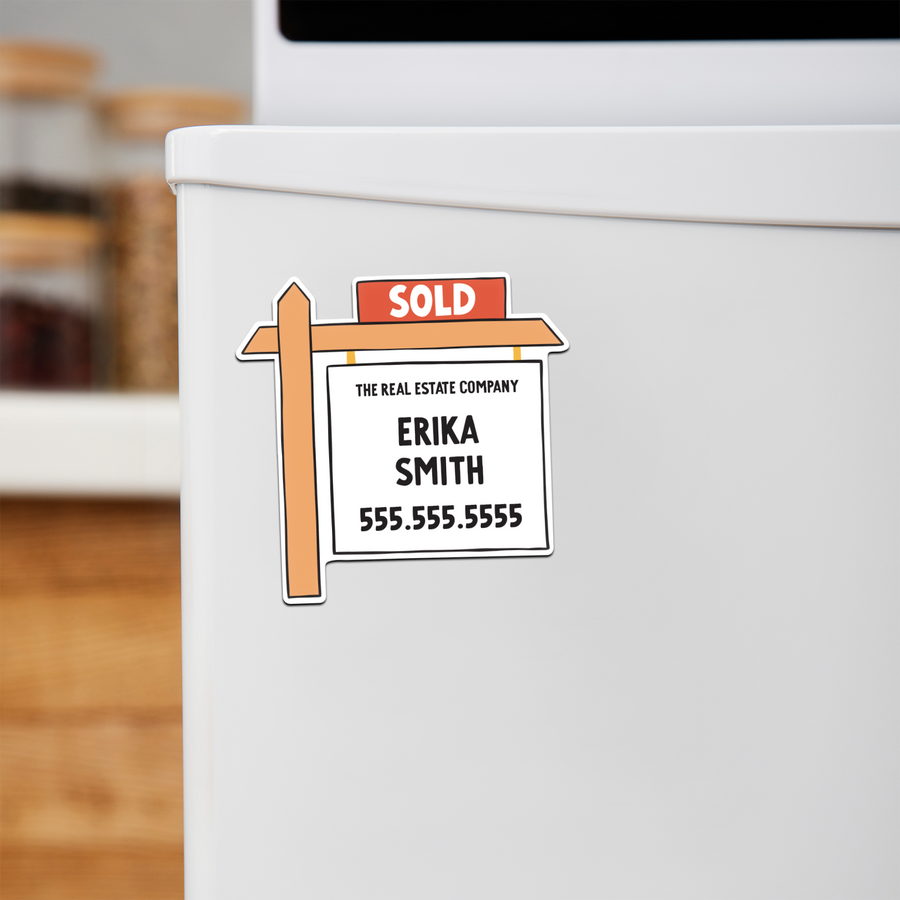 Customizable | Sold Sign Refrigerator Magnets | DSM-17-AB Magnet Market Dwellings WHITE