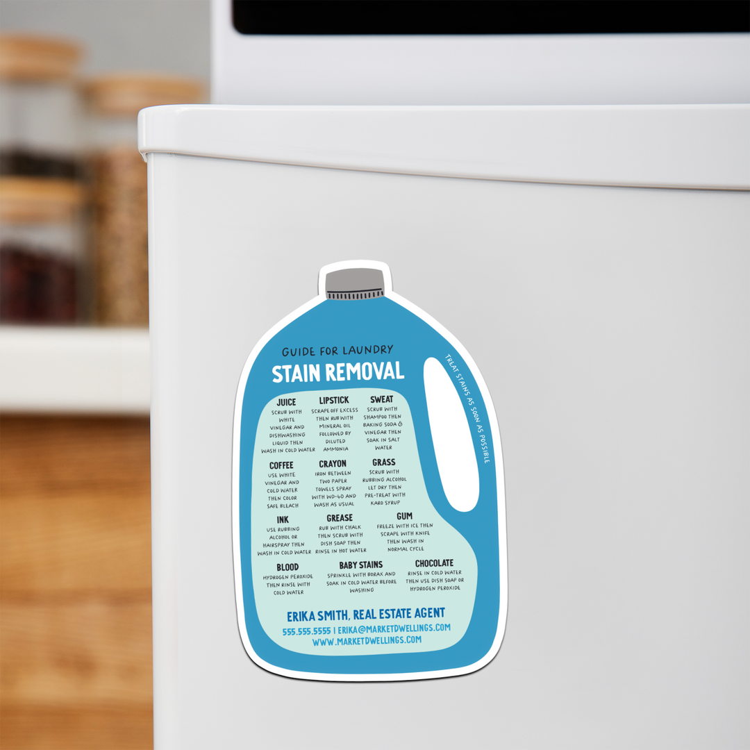 Customizable | Guide For Laundry Stain Removal Refrigerator Magnets | DSM-09-AB Magnet Market Dwellings BRIGHT BLUE