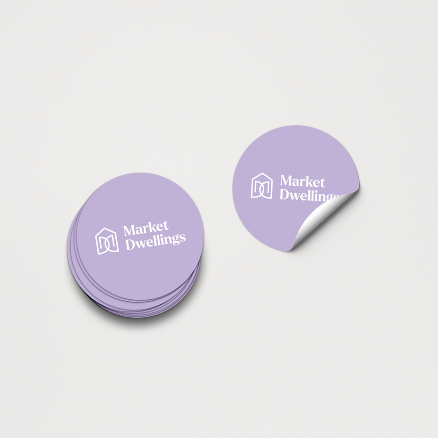 Design Your Own | Round Die Cut Stickers | DSS-02-AB Die Cut Stickers Market Dwellings