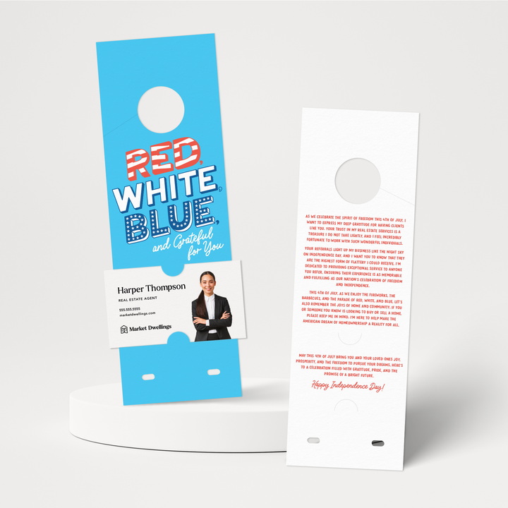 Red, White, Blue, And Grateful For You | 4th Of July Door Hangers | 25-DH004-AB Holiday Door Hanger Market Dwellings