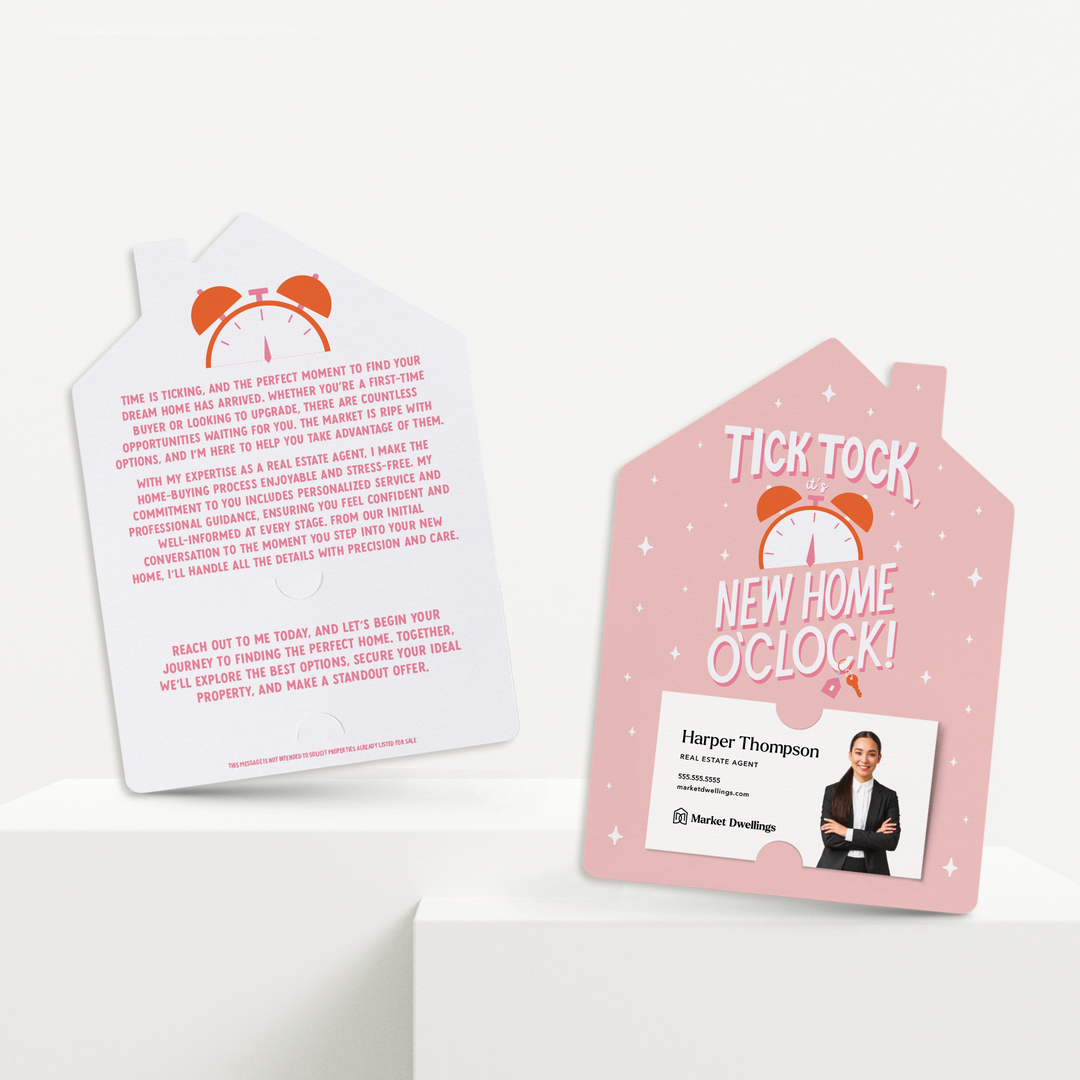 Set of Tick Tock, It's New Home O'Clock! | Mailers | Envelopes Included | M292-M001-AB Mailer Market Dwellings