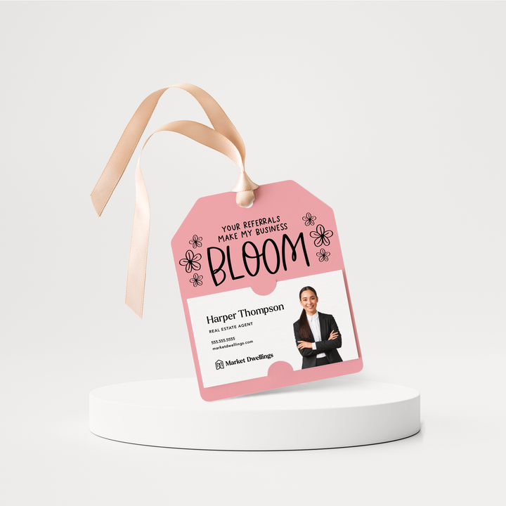 Your Referrals Make My Business Bloom | Pop By Gift Tags | 56-GT001 Gift Tag Market Dwellings LIGHT PINK  