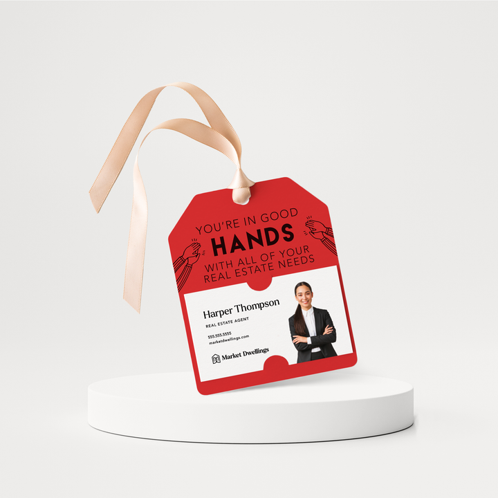 Real Estate | You're in Good Hands | Pop By Gift Tags | 36-GT001 Gift Tag Market Dwellings SCARLET  