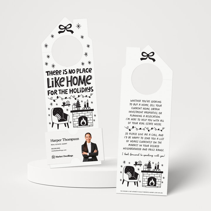There Is No Place Like Home For The Holidays | Christmas Winter Door Hangers | 123-DH002 Door Hanger Market Dwellings WHITE  