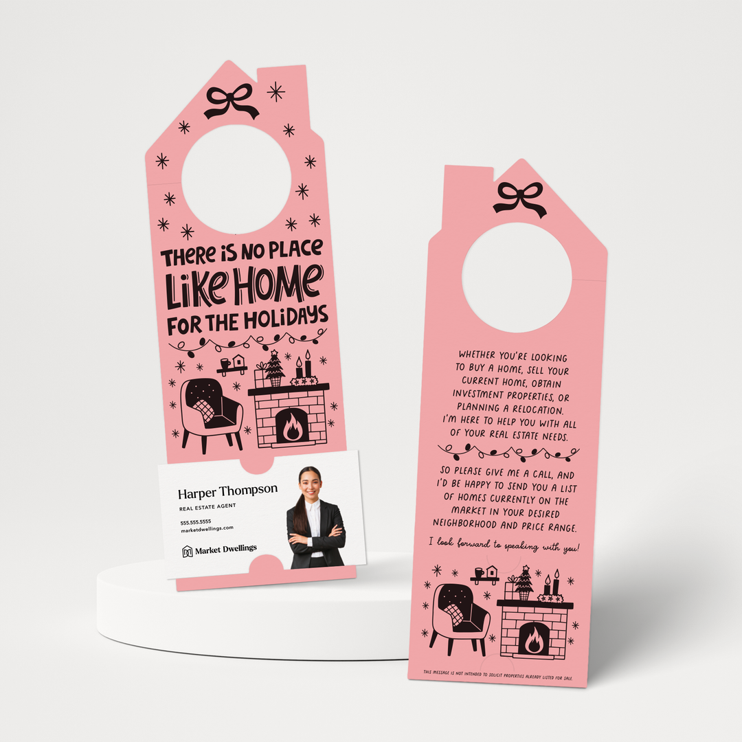 There Is No Place Like Home For The Holidays | Christmas Winter Door Hangers | 123-DH002 Door Hanger Market Dwellings LIGHT PINK  