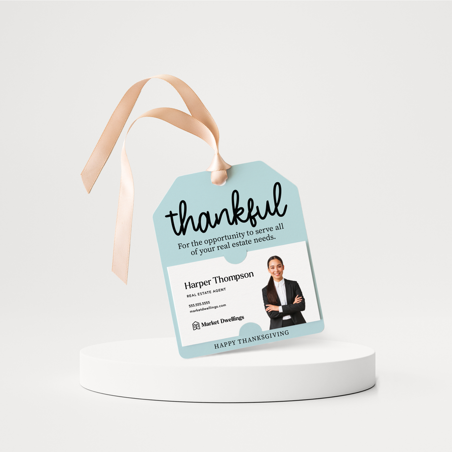 Thankful Real Estate | Happy Thanksgiving | Pop By Gift Tags | 35-GT001 Gift Tag Market Dwellings LIGHT BLUE  