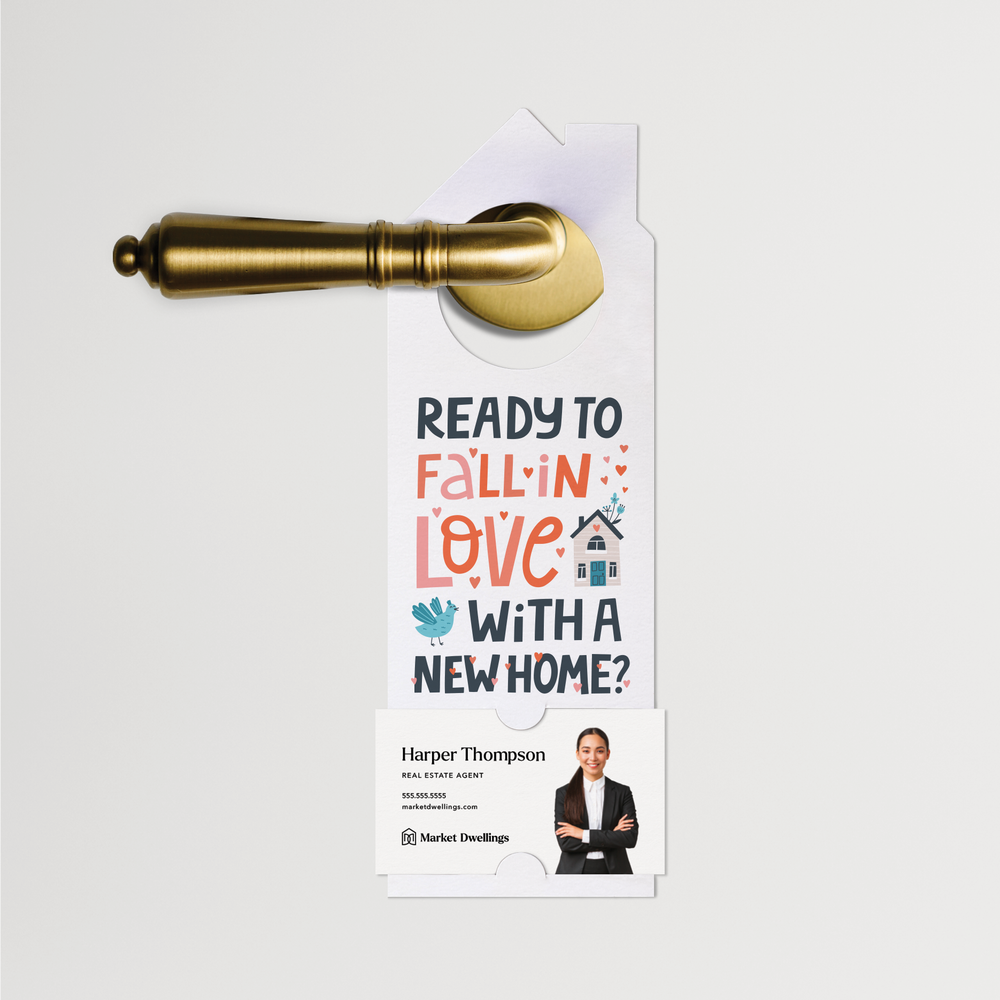 Ready to Fall in Love with a New Home? | Real Estate Valentine's Door Hangers | V1-DH002 Door Hanger Market Dwellings   
