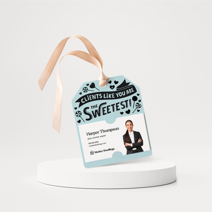 Clients Like You Are The Sweetest! | Valentine's Day Gift Tags | 167-GT001 Gift Tag Market Dwellings LIGHT BLUE  