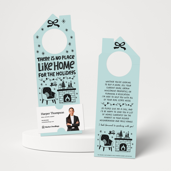 There Is No Place Like Home For The Holidays | Christmas Winter Door Hangers | 123-DH002 Door Hanger Market Dwellings LIGHT BLUE  