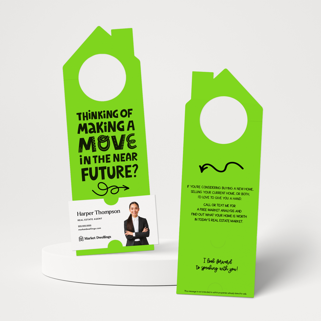 Thinking About Making A Move In The Near Future? | Door Hangers | 61-DH002 Door Hanger Market Dwellings GREEN APPLE  
