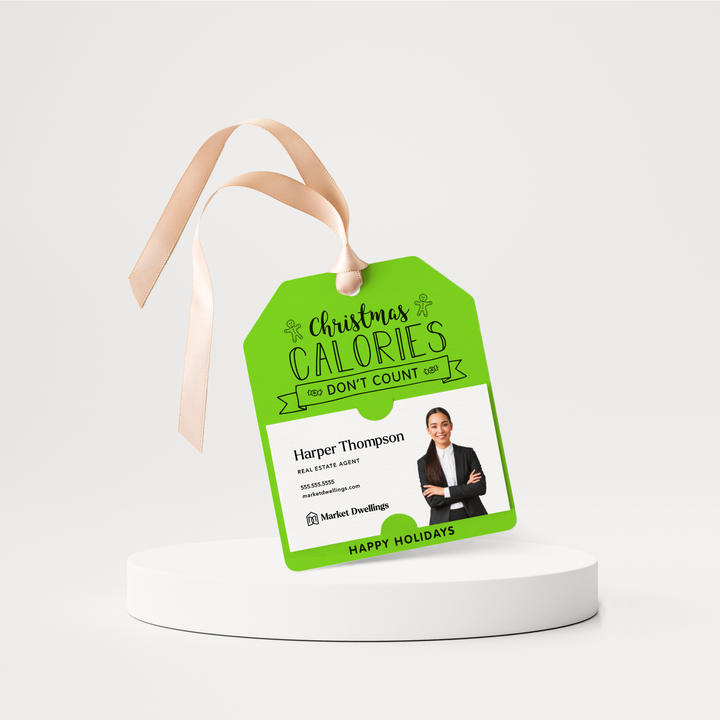 Christmas Calories Don't Count | Happy Holidays | Pop By Gift Tags | 39-GT001 Gift Tag Market Dwellings GREEN APPLE  
