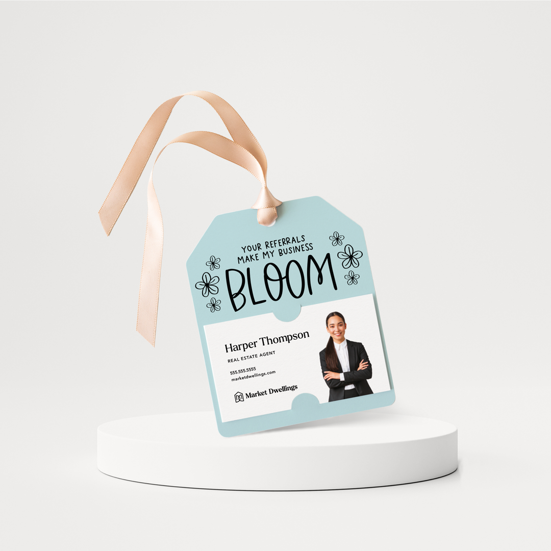 Your Referrals Make My Business Bloom | Pop By Gift Tags | 56-GT001 Gift Tag Market Dwellings LIGHT BLUE  