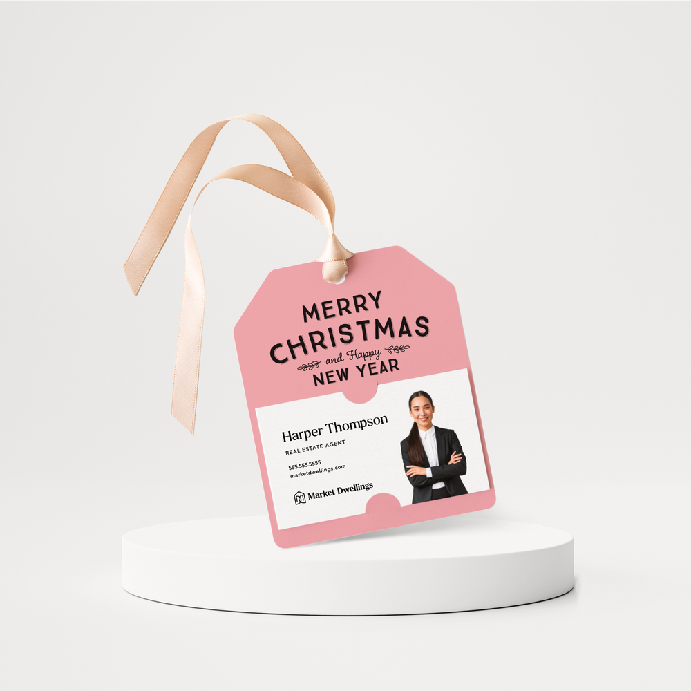 Merry Christmas and Happy New Year Gift Tags | 101-GT001 Gift Tag Market Dwellings LIGHT PINK  