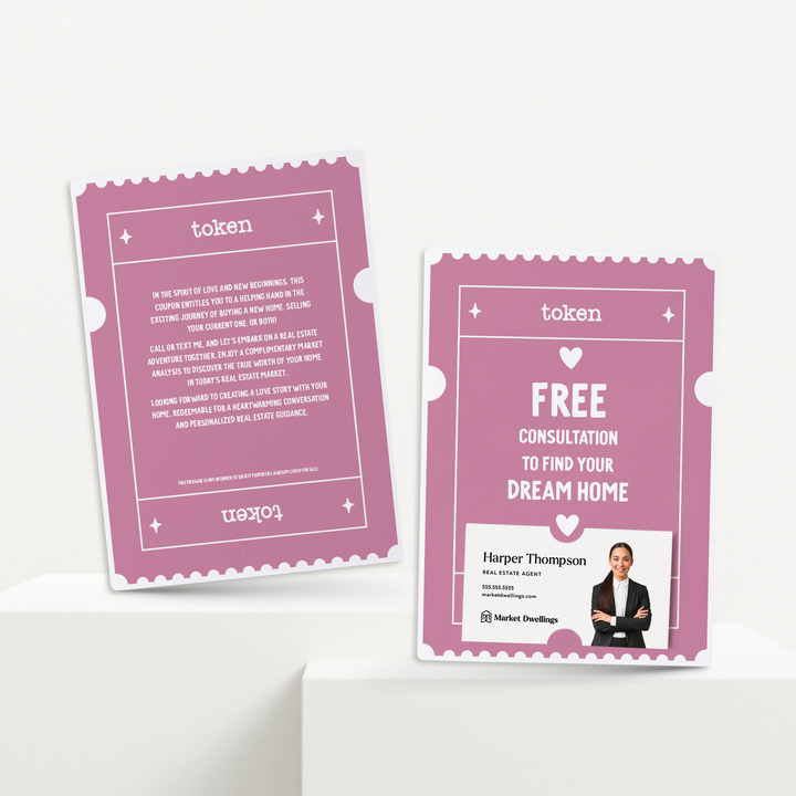 Set of Free Consultation To Find Your Dream Home | Valentine's Day Mailers | Envelopes Included | M19-M007-AB Mailer Market Dwellings