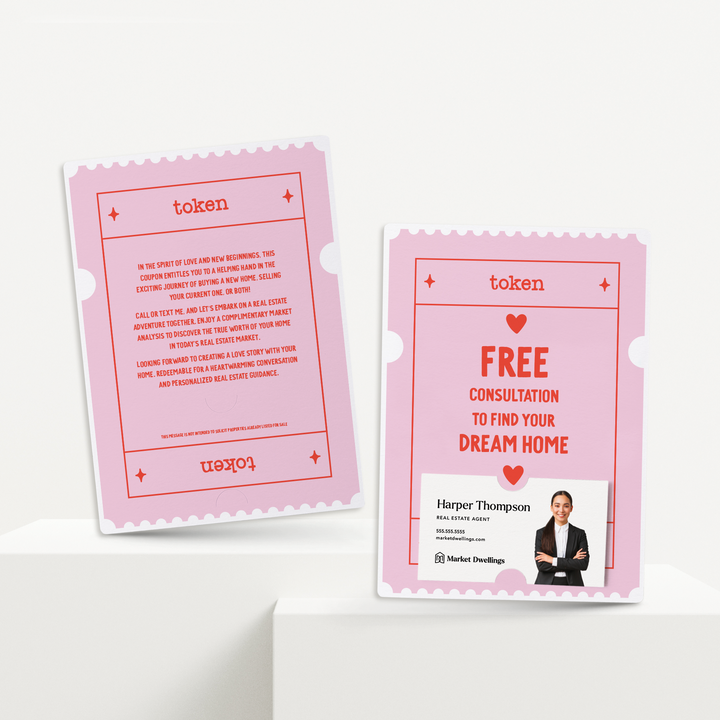 Set of Free Consultation To Find Your Dream Home | Valentine's Day Mailers | Envelopes Included | M19-M007-AB Mailer Market Dwellings