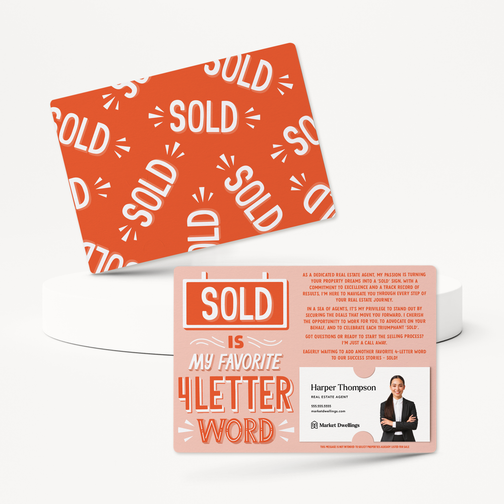 Set of Sold Is My Favorite 4 Letter Word | Mailers | Envelopes Included | M161-M003 Mailer Market Dwellings   