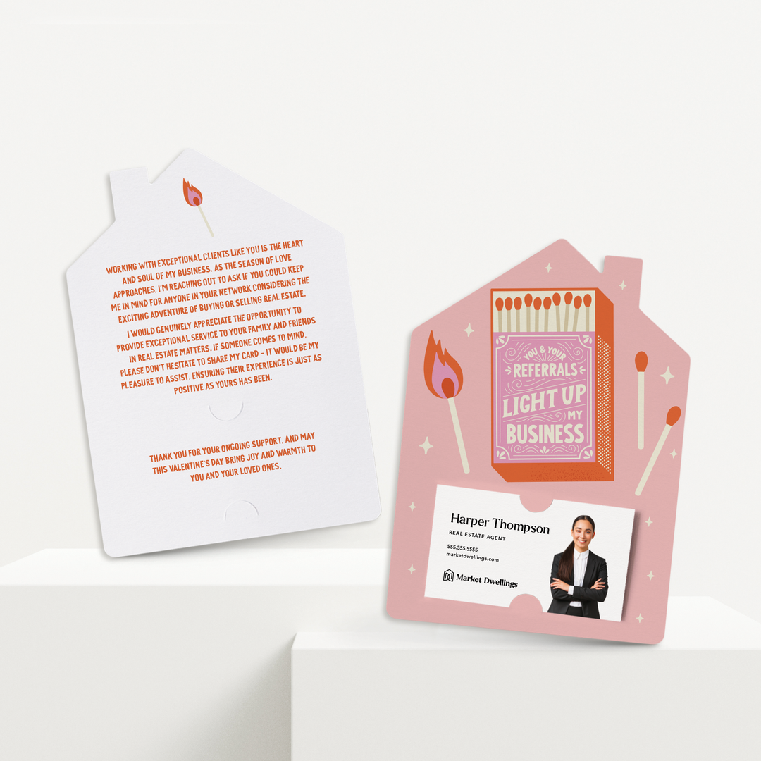 Set of  You And Your Referrals Light Up My Business | Valentine's Day Mailers | Envelopes Included | M245-M001 Mailer Market Dwellings