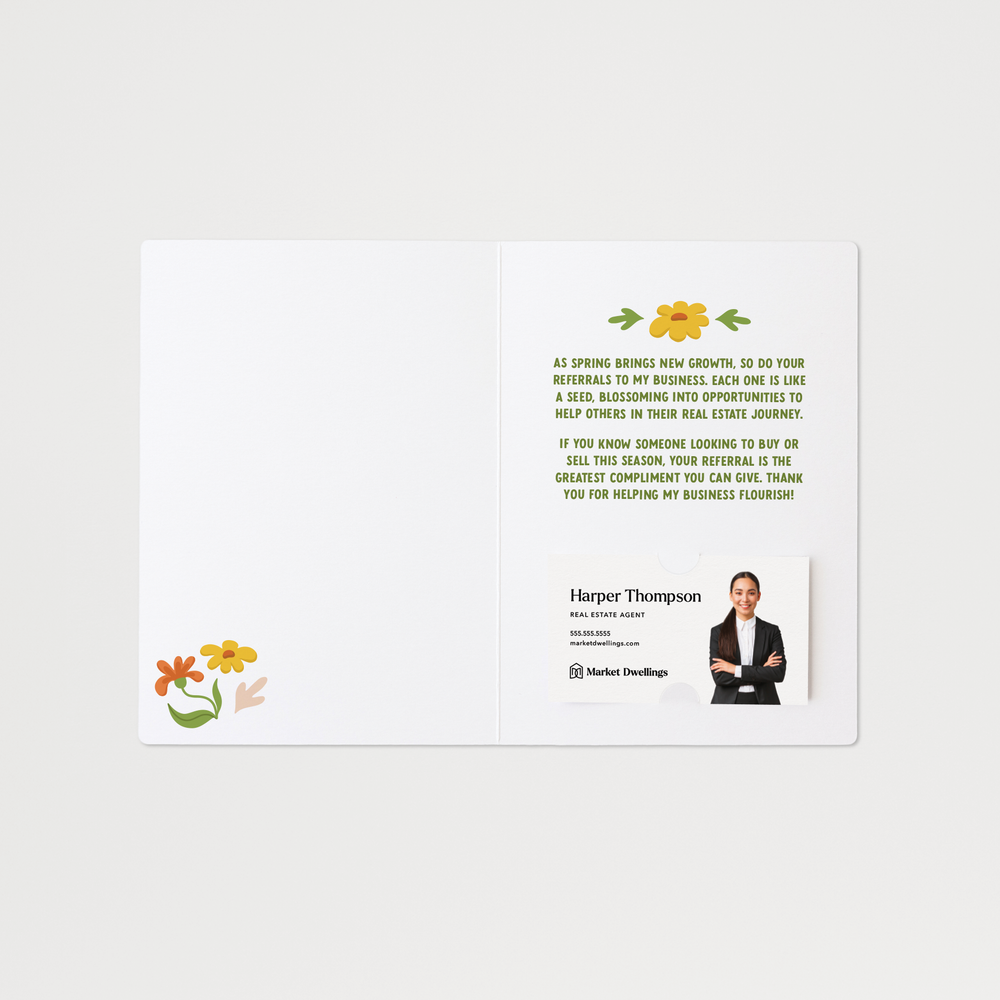 Set of Your Referrals Make My Business Bloom | Spring Greeting Cards | Envelopes Included | 120-GC001 Greeting Card Market Dwellings   