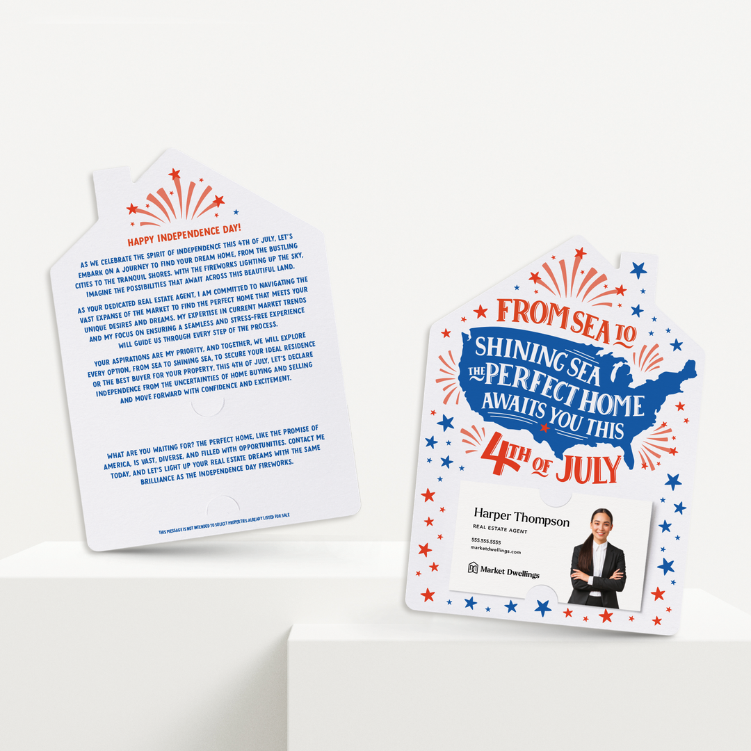 Set of From Sea To Shining Sea, The Perfect Home Awaits You This 4th Of July | 4th Of July Mailers | Envelopes Included | M274-M001 Mailer Market Dwellings
