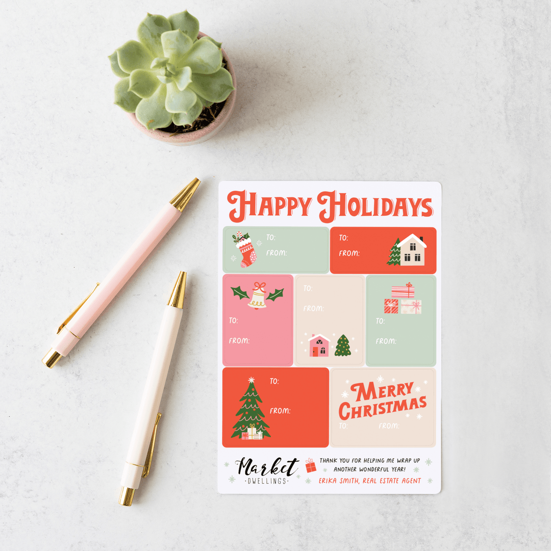 Customizable | Holiday Gift Tag Sticker Sheet | 1-LB2 Stickers Market Dwellings