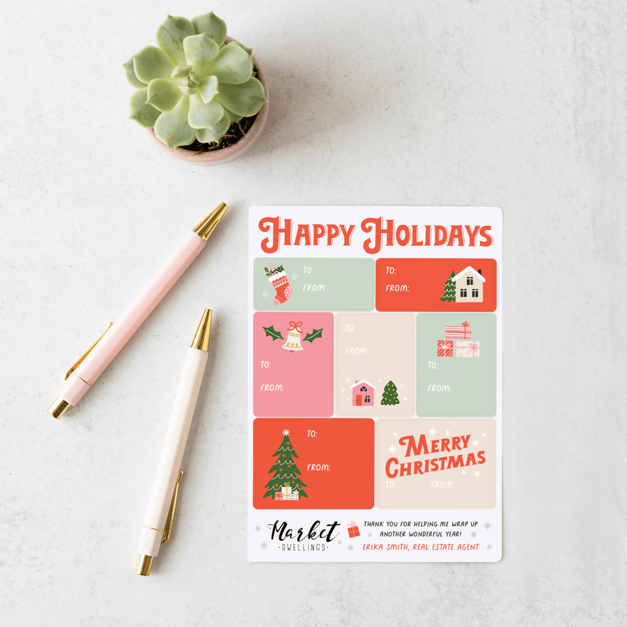 Customizable | Holiday Gift Tag Sticker Sheet | 1-LB2 Stickers Market Dwellings