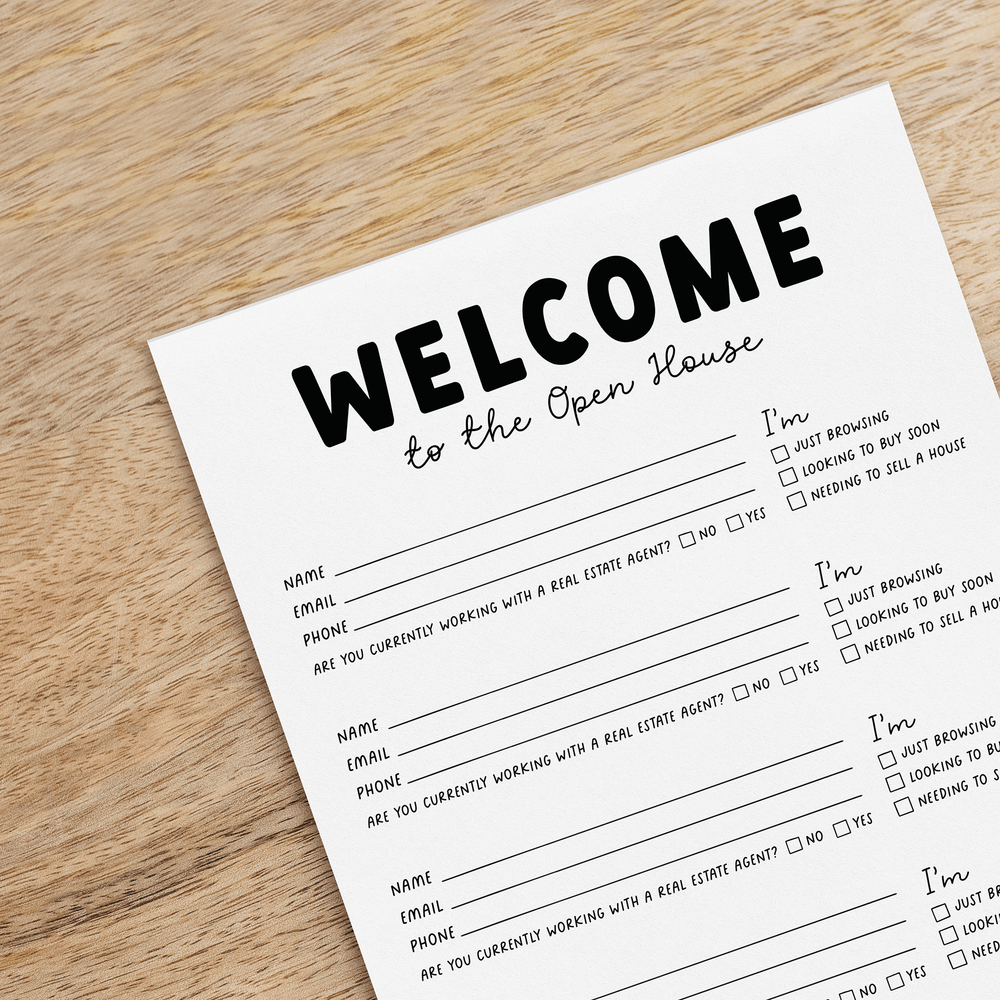Customizable Open House Sign-In Notepad | 8.5 x 11in | 50 Tear-Off Sheets | 1-NP Notepad Market Dwellings   