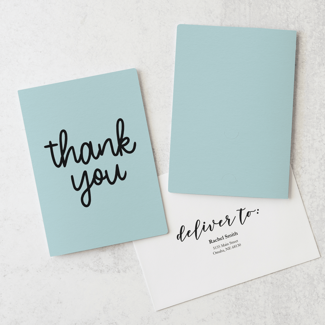 Set of "Thank You" Greeting Cards with Business Card Insert | Envelopes Included | 10-GC001 Greeting Card Market Dwellings LIGHT BLUE  