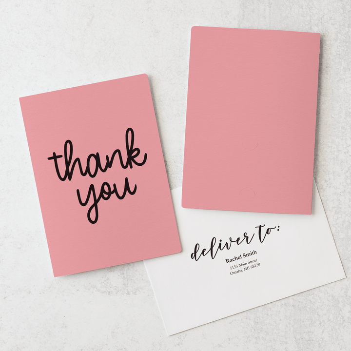 Set of "Thank You" Greeting Cards with Business Card Insert | Envelopes Included | 10-GC001 Greeting Card Market Dwellings LIGHT PINK  