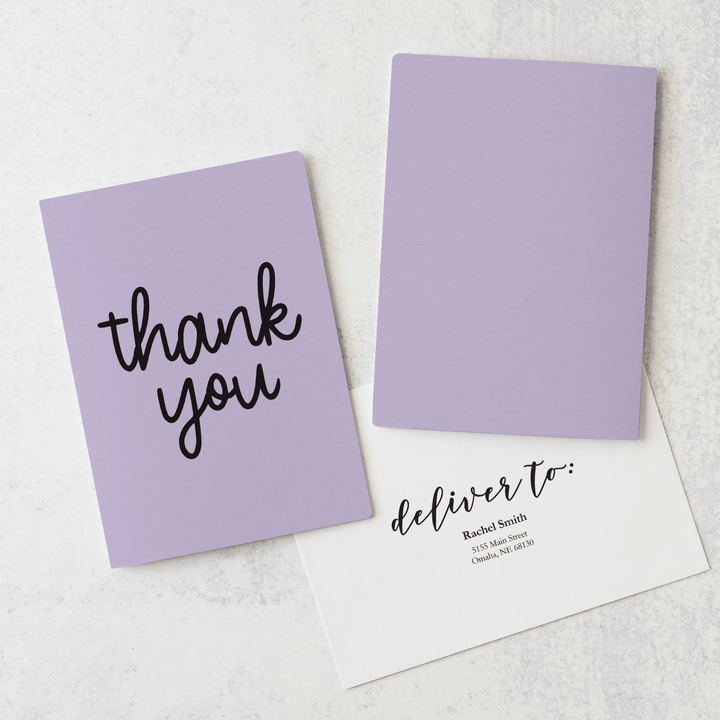 Set of "Thank You" Greeting Cards with Business Card Insert | Envelopes Included | 10-GC001 Greeting Card Market Dwellings LIGHT PURPLE  