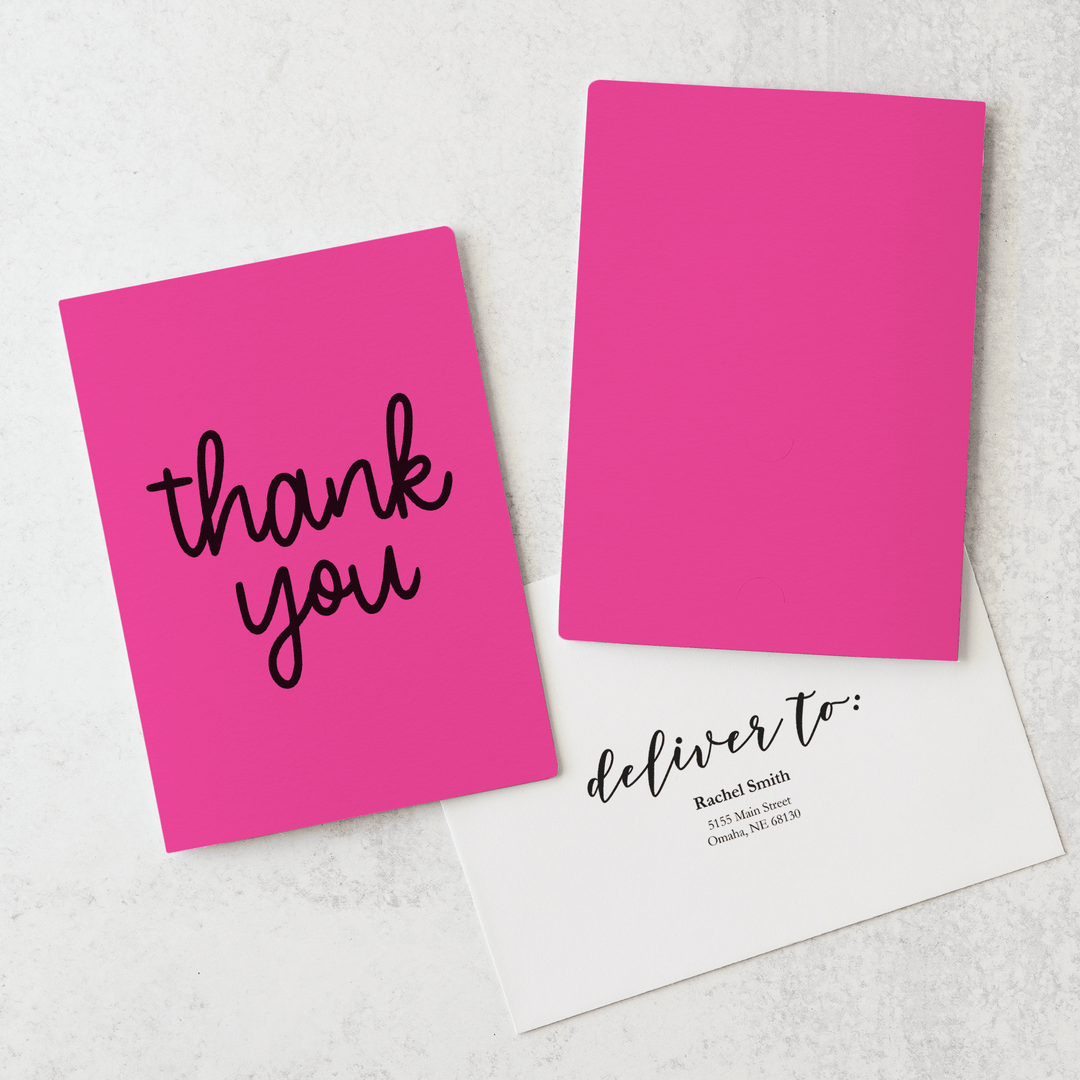 Set of "Thank You" Greeting Cards with Business Card Insert | Envelopes Included | 10-GC001 Greeting Card Market Dwellings RAZZLE BERRY  