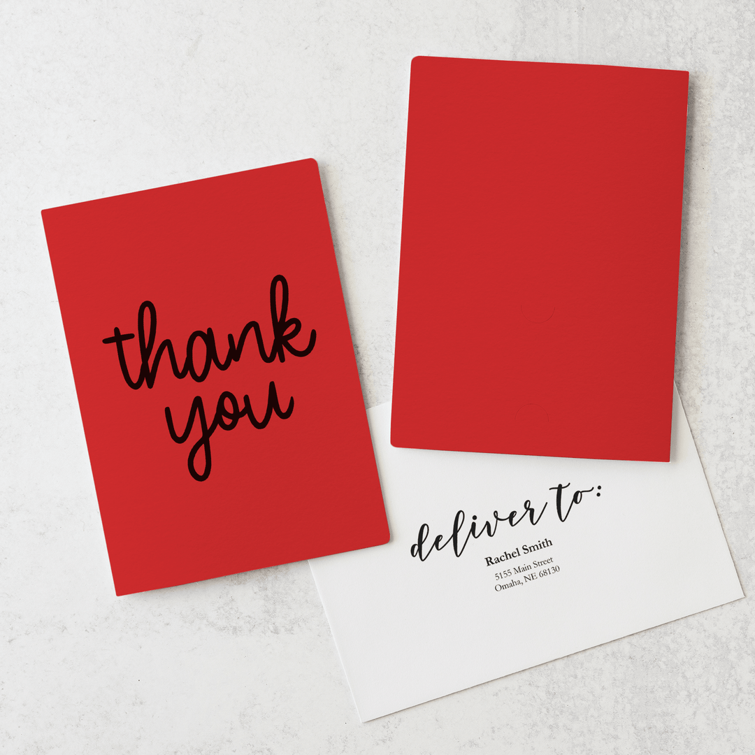 Set of "Thank You" Greeting Cards with Business Card Insert | Envelopes Included | 10-GC001 Greeting Card Market Dwellings SCARLET  