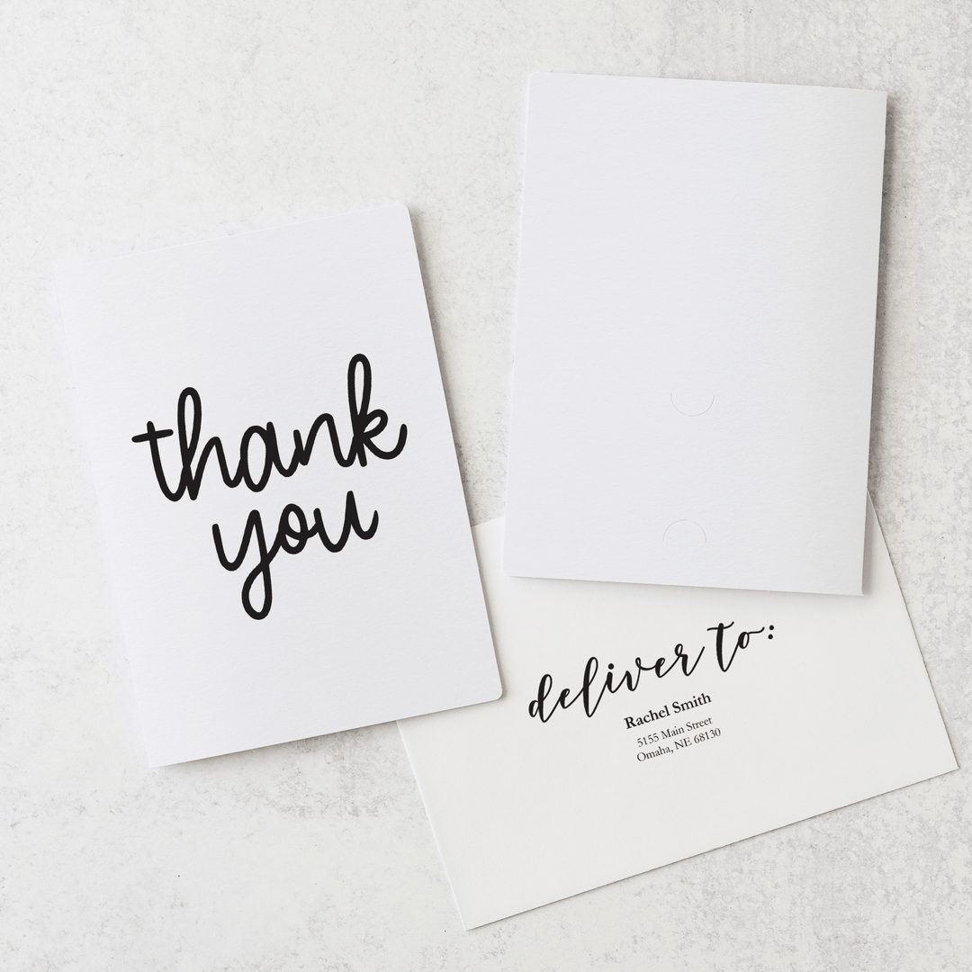 Set of "Thank You" Greeting Cards with Business Card Insert | Envelopes Included | 10-GC001 Greeting Card Market Dwellings WHITE  
