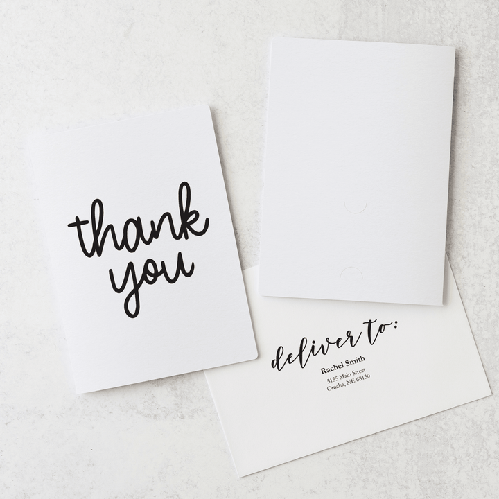Set of "Thank You" Greeting Cards with Business Card Insert | Envelopes Included | 10-GC001 Greeting Card Market Dwellings WHITE  