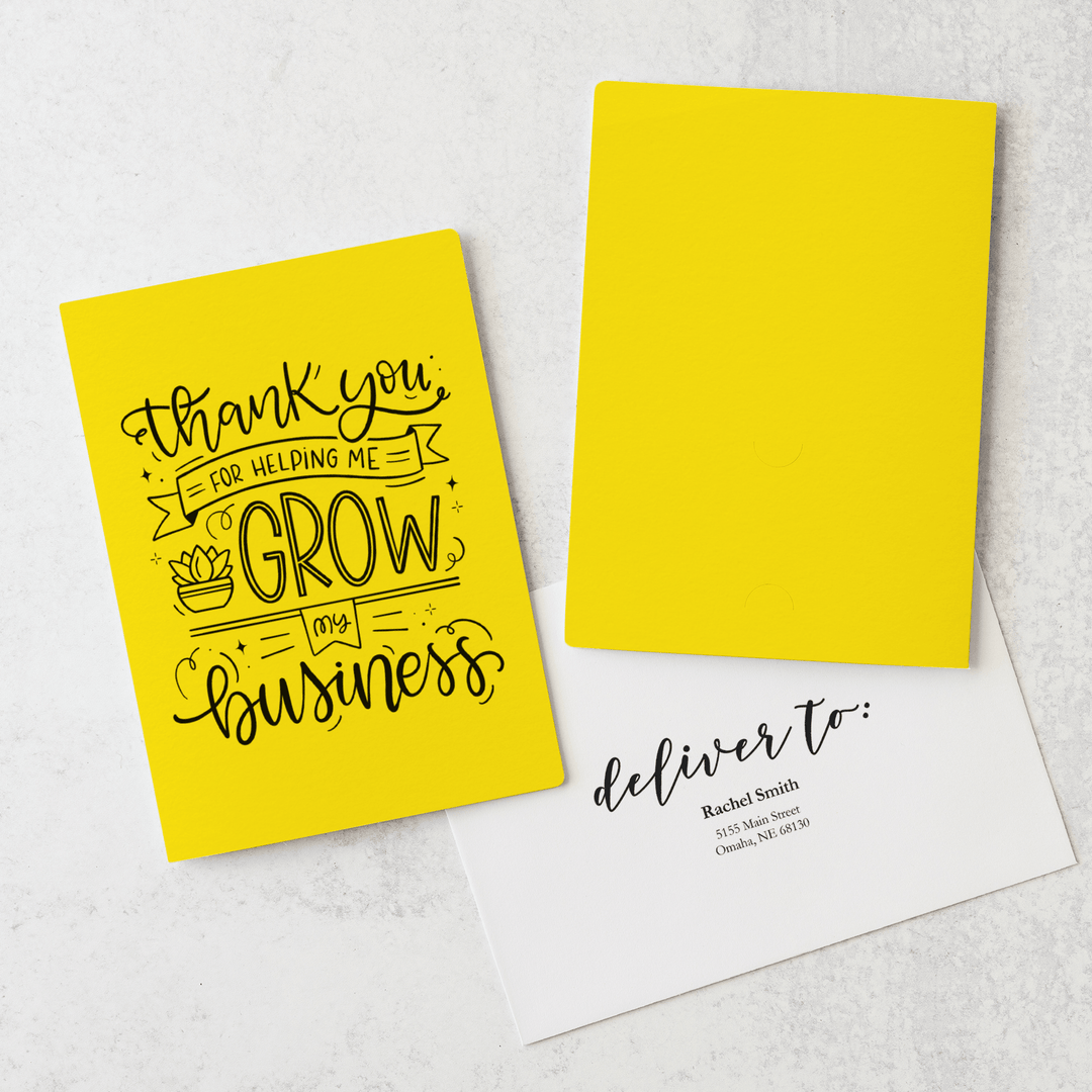 Set of "Thank You For Helping Me Grow My Business" Greeting Cards | Envelopes Included  | 13-GC001 Greeting Card Market Dwellings LEMON  