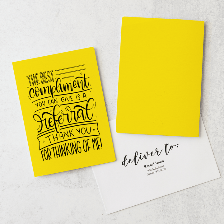 Set of "The Best Compliment You Can Give is a Referral" Greeting Cards | Envelopes Included  | 15-GC001 Greeting Card Market Dwellings LEMON  