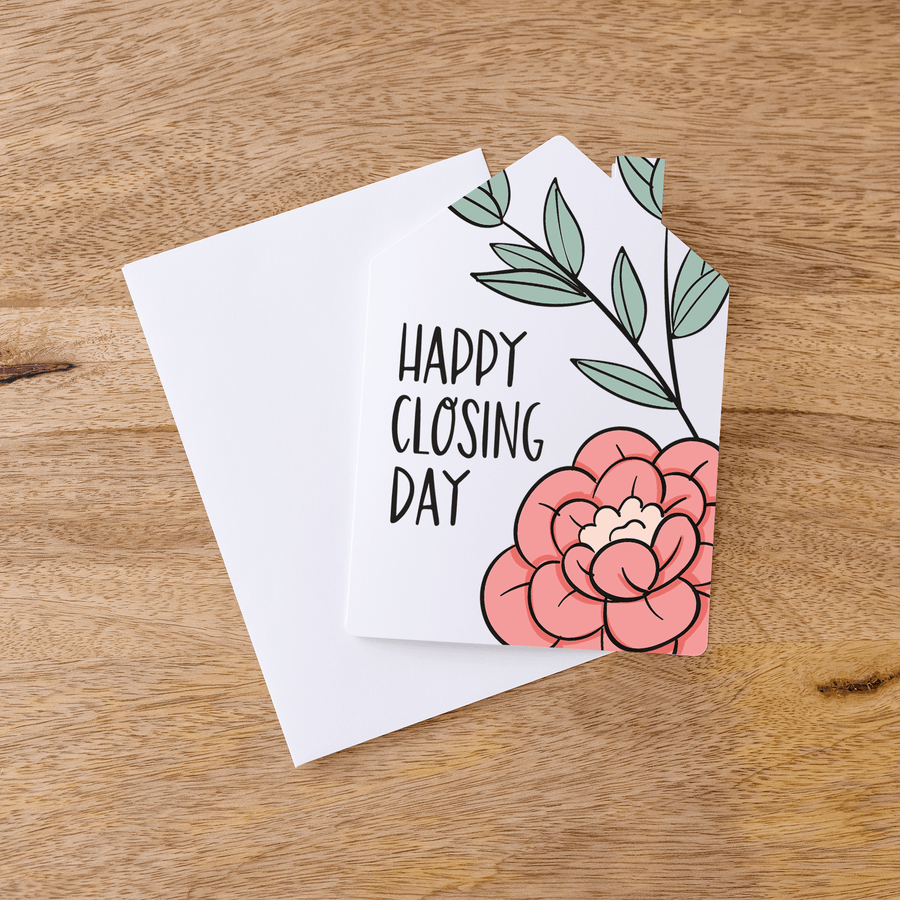 Vertical | Set of Floral "Happy Closing Day" Real Estate Agent Greeting Cards | Envelopes Included | 4-GC003 Greeting Card Market Dwellings   