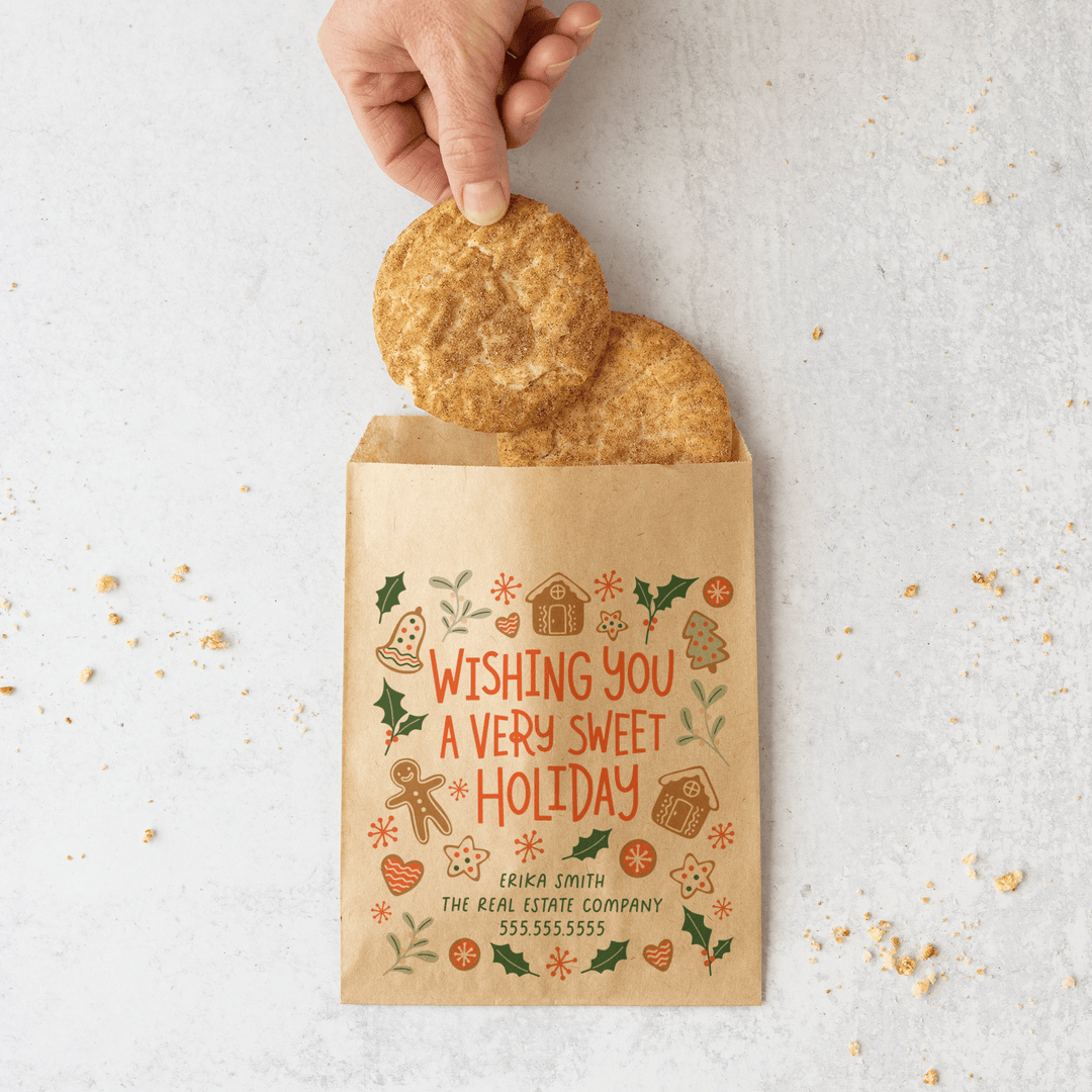 Customizable | Set of Wishing You A Very Sweet Holiday Bakery Bags | 19-BB Bakery Bag Market Dwellings