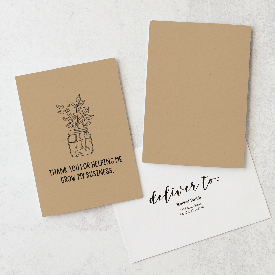 Set of Thank You For Helping Me Grow My Business Greeting Cards | Envelopes Included Greeting Card Market Dwellings