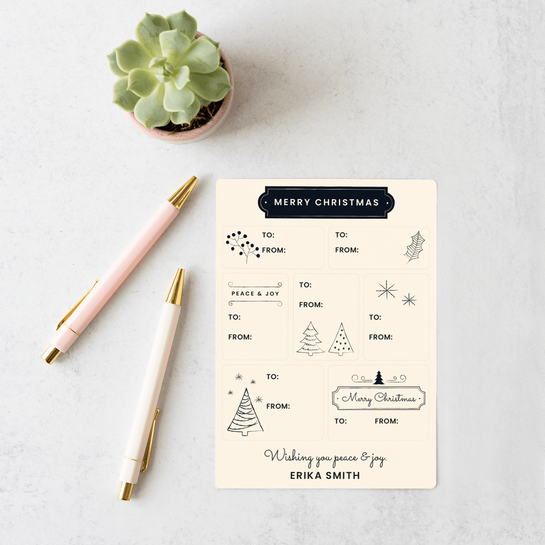 Customizable | Happy Holidays Gift Tag Sticker Sheet | 2-LB2 Stickers Market Dwellings