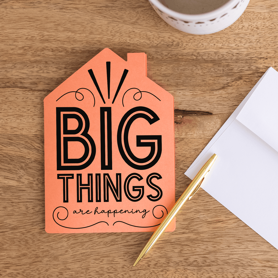 Set of "Big Things Are Happening" New Real Estate Agent Introduction Greeting Cards | Envelopes Included | 20-GC002 Greeting Card Market Dwellings   