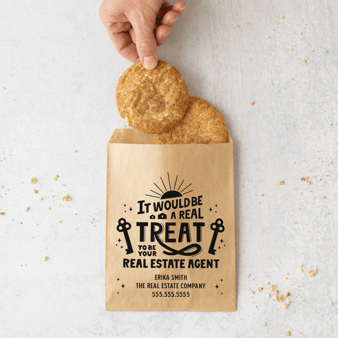 Customizable | Set of It Would Be A Real Treat To Be Your Real Estate Agent Bakery Bags | 21-BB Bakery Bag Market Dwellings