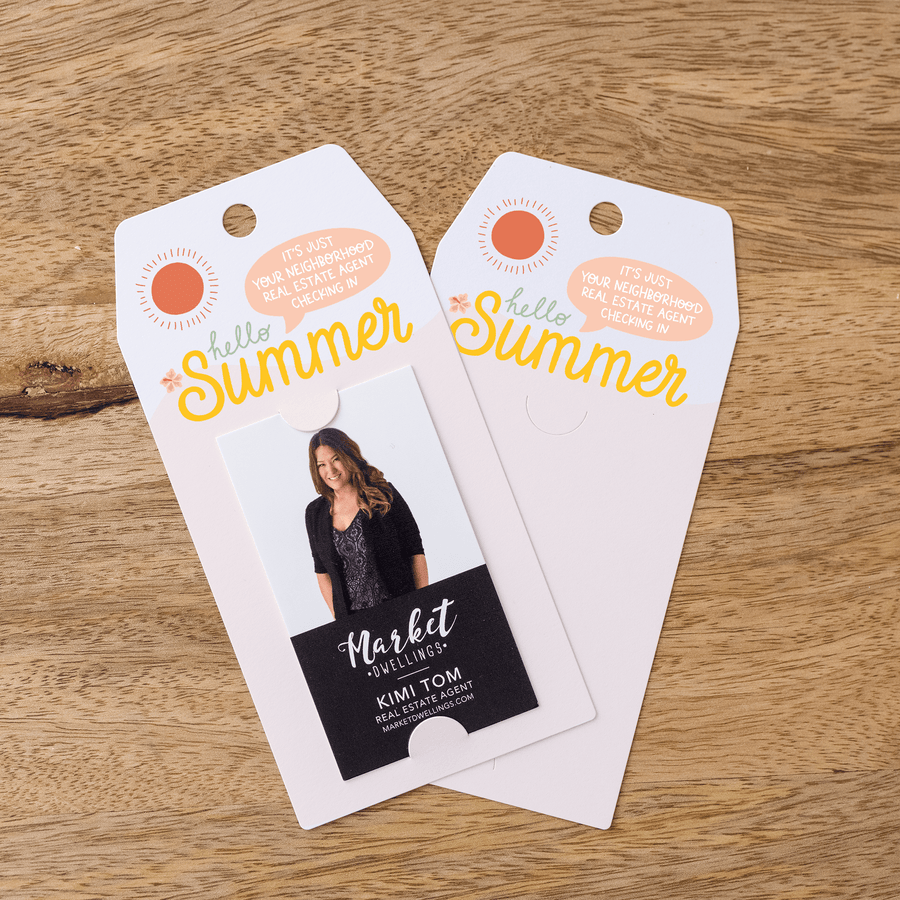 Vertical | "Hello Summer" | Real Estate Neighbor Gift Tag | 21-GT005 Gift Tag Market Dwellings   
