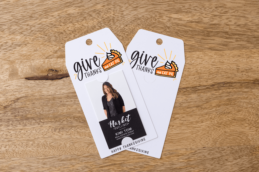 Vertical | Give Thanks and Eat Pie Gift Tag | Thanksgiving | Pop By Gift Tag | 24-GT005 Gift Tag Market Dwellings   
