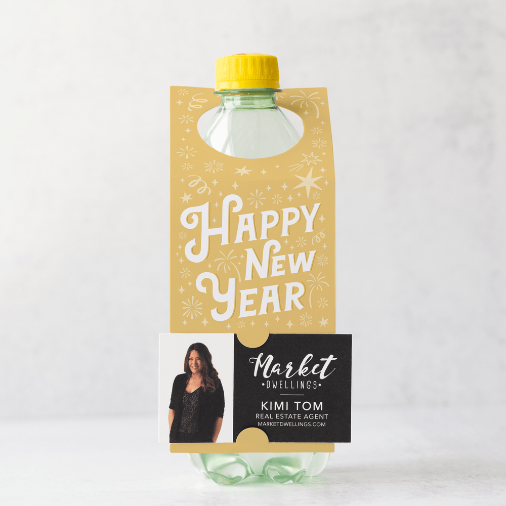 Happy New Year | New Year Bottle Tags | 27-BT001-AB Bottle Tag Market Dwellings BUTTERSCOTCH  