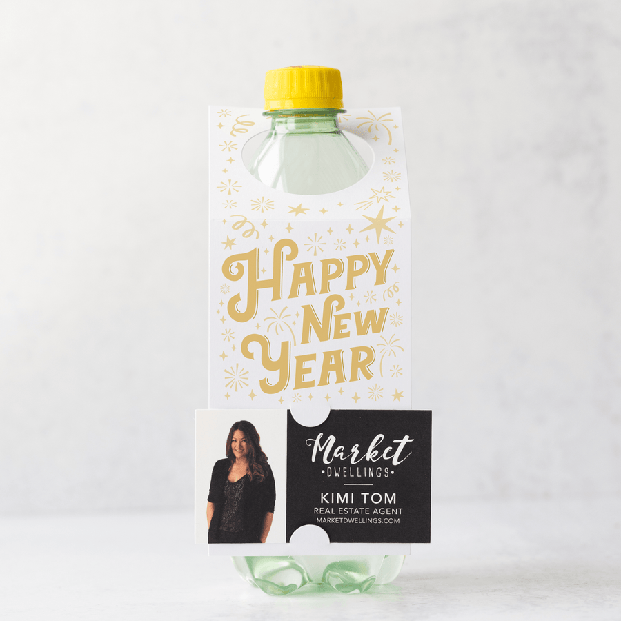 Happy New Year | New Year Bottle Tags | 27-BT001-AB Bottle Tag Market Dwellings WHITE  