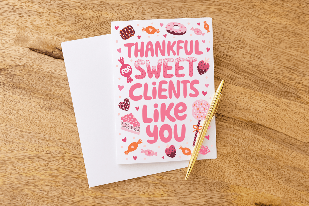 Set of Thankful for Sweet Clients Like You Greeting Cards | Envelopes Included Greeting Card Market Dwellings